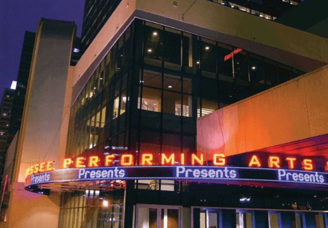 An image promoting the Tennessee Performing Arts Center, featuring a sleek design and branding.